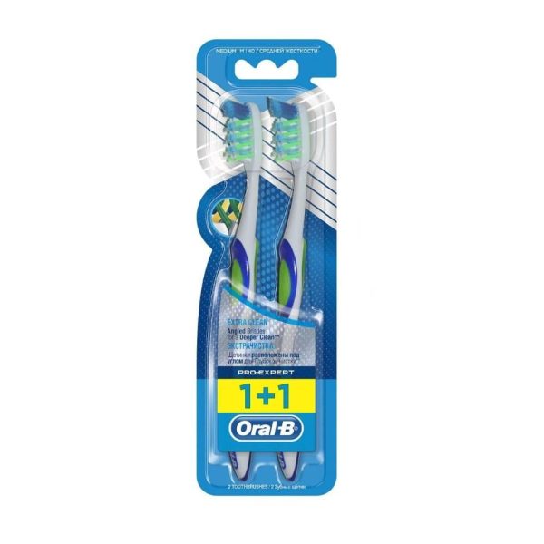 اورال بي فرشاة اسنان برو إكسبرت إكسترا كلين ملون وسط - 1 + 1 مجانا