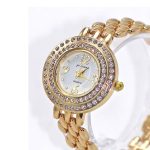 ⁦طقم ساعة نسائي عصري لون ذهبي مع سلسال وحلق وخاتم⁩ - الصورة ⁦3⁩