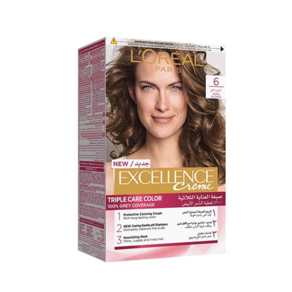 لوريال باريس إكسلانس كريم صبغة شعر العناية الثلاثية - أشقر داكن 6