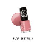 ⁦ريميل لندن طلاء اظافر 60 سكندس سوبر شاين 235 بريبي إن بينك - 8مل⁩ - الصورة ⁦4⁩