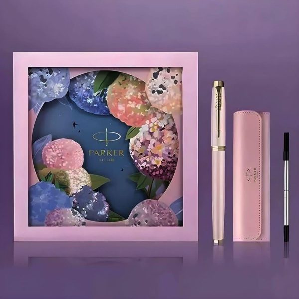 باركر طقم قلم حافظة وردي نسائي