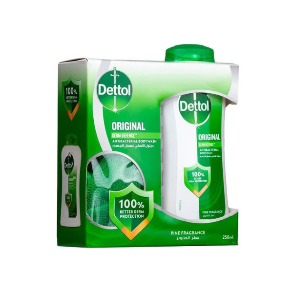 ديتول الأصلي غسول جسم للعناية بالبشرة بعطر الصنوبر مع ليفه - 250 مل