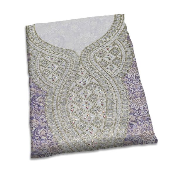 قماش حرير بنفسجي مطرز