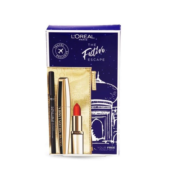 لوريال باريس ذا فيستيف اسكيب ماسكارا + احمر شفاه + لاينر