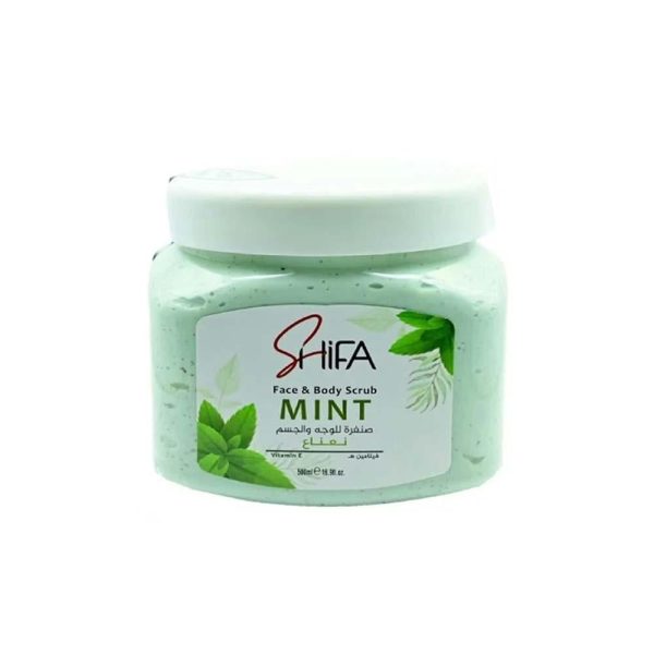 شفا صنفرة للوجه والجسم بالنعناع وفيتامين اي - 500 مل