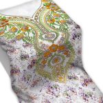 ⁦قماش مخور حرير اندونيسي مطرز بالكريستال - رمادي منقوش⁩ - الصورة ⁦2⁩