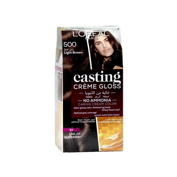 لوريال باريس كاستينج كريم جلوس صبغة شعر - لون بني فاتح 500