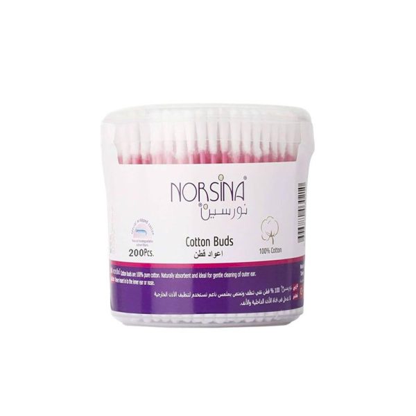 نورسينا اعواد قطن مدور لتنظيف الاذن - 200 عود