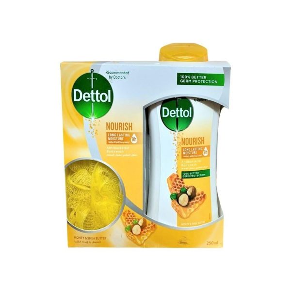 ديتول غسول جسم عسل وزبدة الشيا مع ليفه