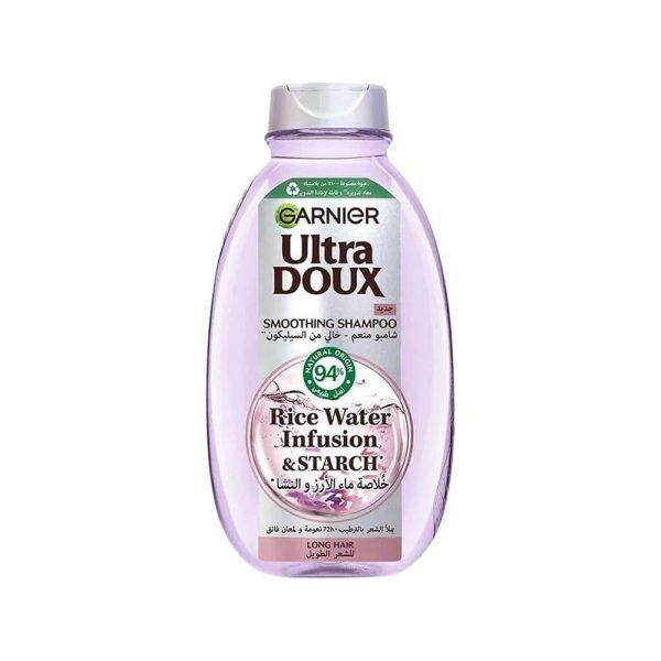 غارنييه ألترا دوكس شامبو منعم خالي من السيليكون بخلاصة ماء الأرز والنشا - 400 مل