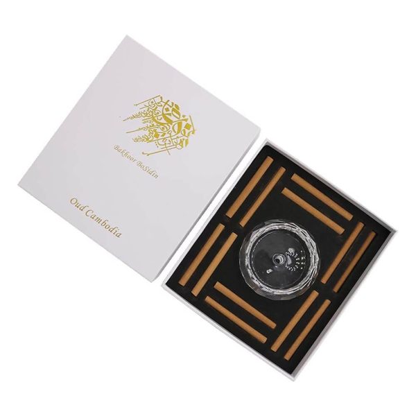 بخور بوسيدين A69 بخور كمبودي مع مبخرة كريستالية على شكل طقم هدية - 12 عود