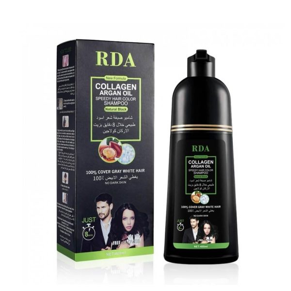 ار دي ايه شامبو صبغة شعر أسود طبيعي بزيت الأرغان والكولاجين 400 مل