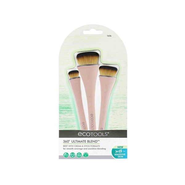 ايكوتولز مجموعة فرش مكياج 360 Ultimate Blend ، كريم الأساس ، كونسيلر ، أحمر خدود مجموعة من 3 فرش  (1636)