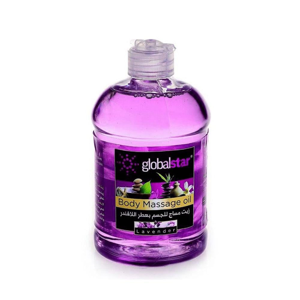 e6138d1b-a1fa-4465-88c1-e46b5093c436-1000x1000-BGNzI3dKCsFk7jNx8PII6V4ZiM8ONYb9AoXgCAR5.jpg جلوبال ستار زيت مساج للجسم بعطر اللافندر - 500 مل - الصورة 1