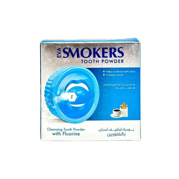 ايفا سموكرز بودرة تنظيف اسنان بالفلورين - 40 جم